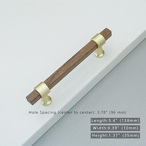 Miniatura 2 de LBFEEL Tiradores cuadrados de madera de 3.78 pulgadas para cajones, pomos de gabinete de cocina, pomos de latón para pomos de puerta de tocador