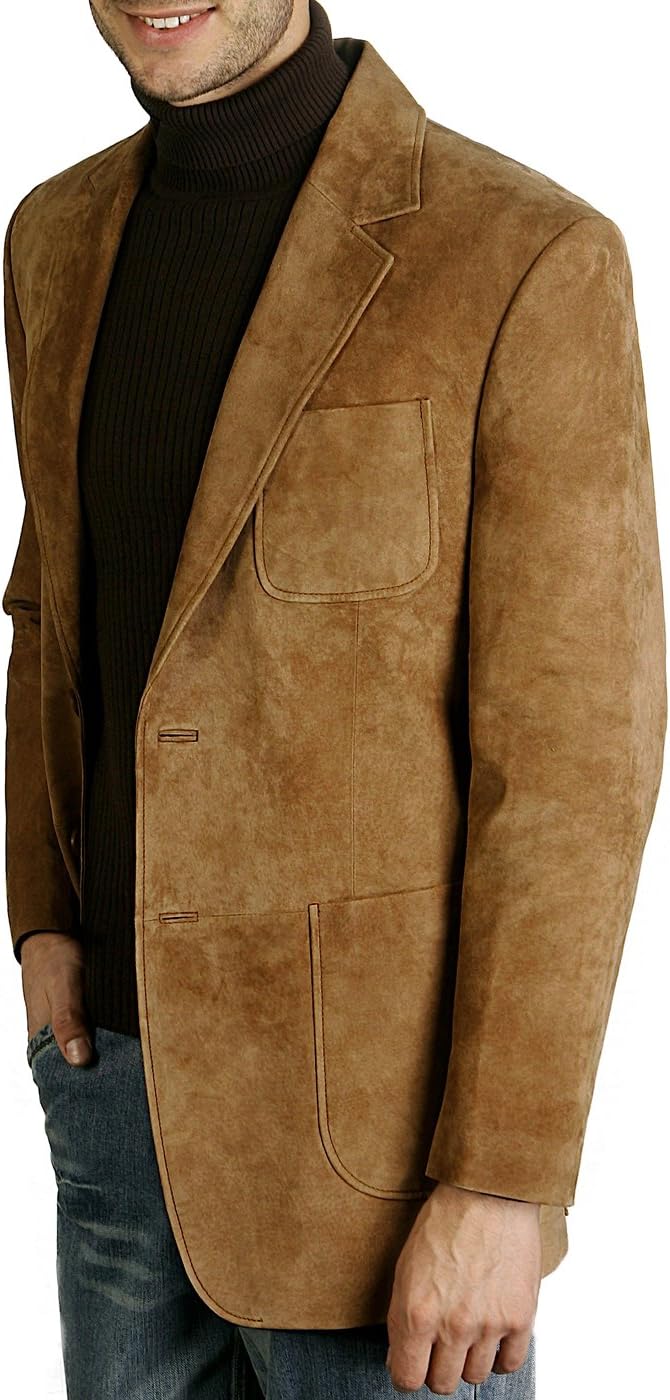 BGSD Men Steve 2-Button Suede Leather Blazer Sport Coat Jacket (Also available in Big and Tall and Short)