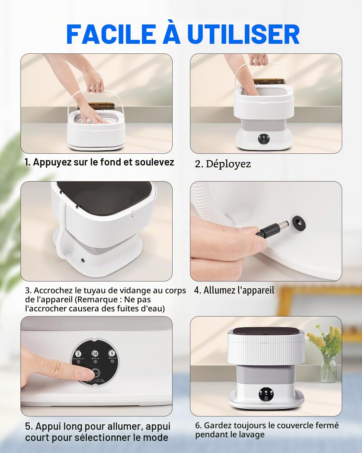 SUPAREE 16L Mini Machine à Laver Pliable Portable 1.8kg pour Camping Car Appartements