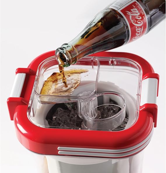 Nostalgia Coca-Cola Frozen Drink Maker and Margarita Machine for Home - 32-Ounce Slushy Maker with Stainless Steel Flow Spout - Easy to Clean and Double Insulated - Red