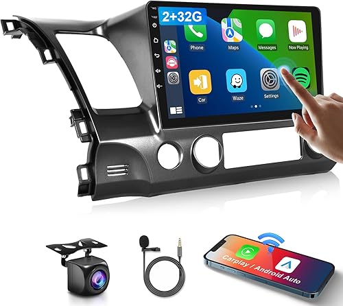 Miniatura 1 de Estéreo de coche 2G+32G para Honda Civic 2006 2007 2008 2009 2010 2011 con Carplay inalámbrico Android Auto, pantalla táctil de 10.1 pulgadas