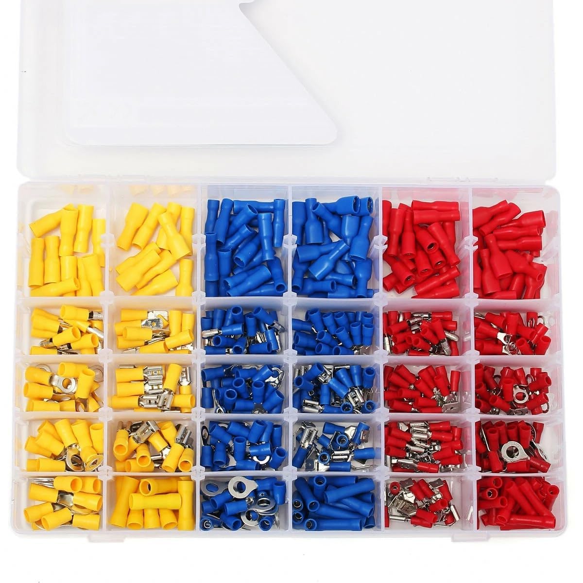 Lot de 480 connecteurs de fils électriques, bornes à sertir isolées, multicolores, adaptés pour les bagues mixtes, fourches, bêches, balle, déconnexion rapide