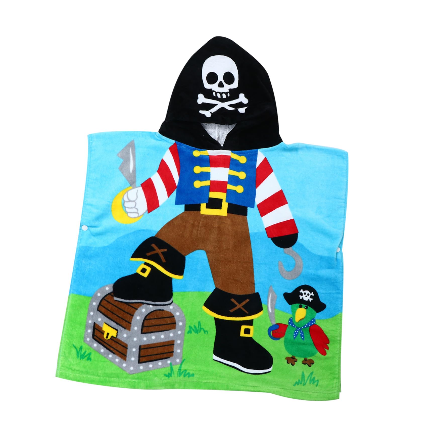 Mikinona Bademantel mit Niedlichem Piratenkapitän Design aus Baumwolle mit Kapuze und Atmungsaktivem Cartoon Badetuch Saugfähig Kinder für Sommerurlaub