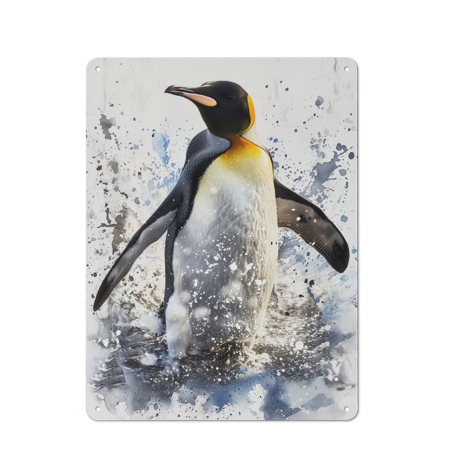 Emperor Penguin Watercolor Rustic Tin Sign 40x30cm for Café Or Restaurant, for Café Owners And Decorators, for Retro Home Interiors