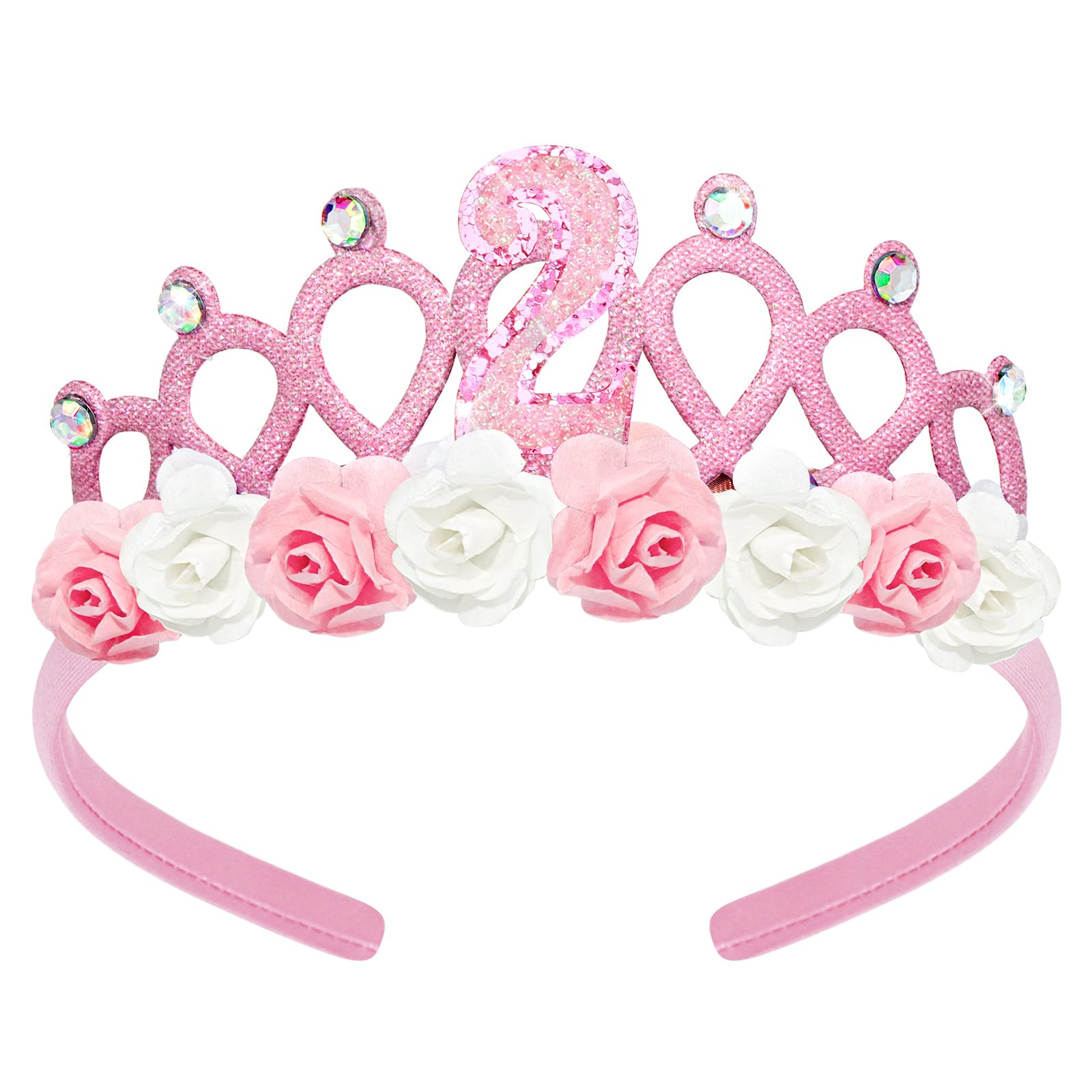 Pink 2nd Birthday Crown & Tiara, Party Decorations for Girls
