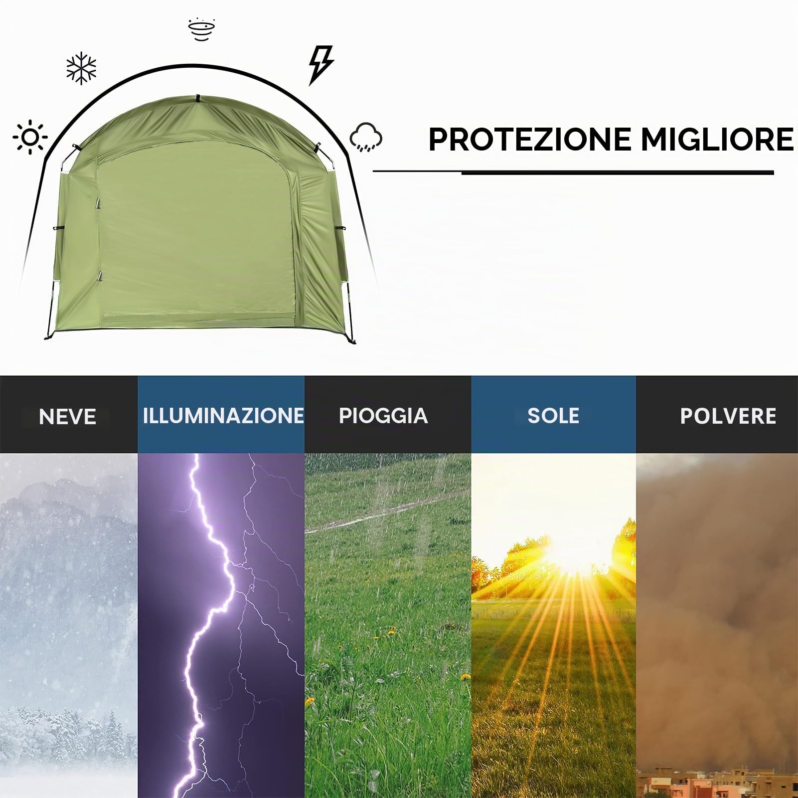 Tenda per bicicletta, portatile, tenda per attrezzi, per bicicletta, garage, per esterni, campeggio, giardino, tenda a cupola, tessuto Oxford 210D, per biciclette, moto, attrezzi da giardino, tosaerba