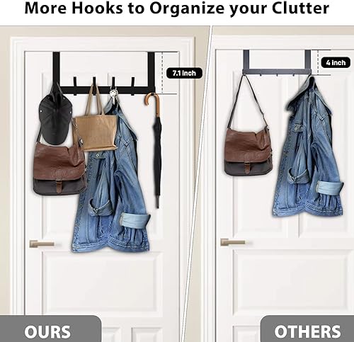 Miniatura 3 de Optish Ganchos para colgar ropa, abrigos, toallas y sombrero, se adapta a puertas de 1-34 pulgadas de grosor