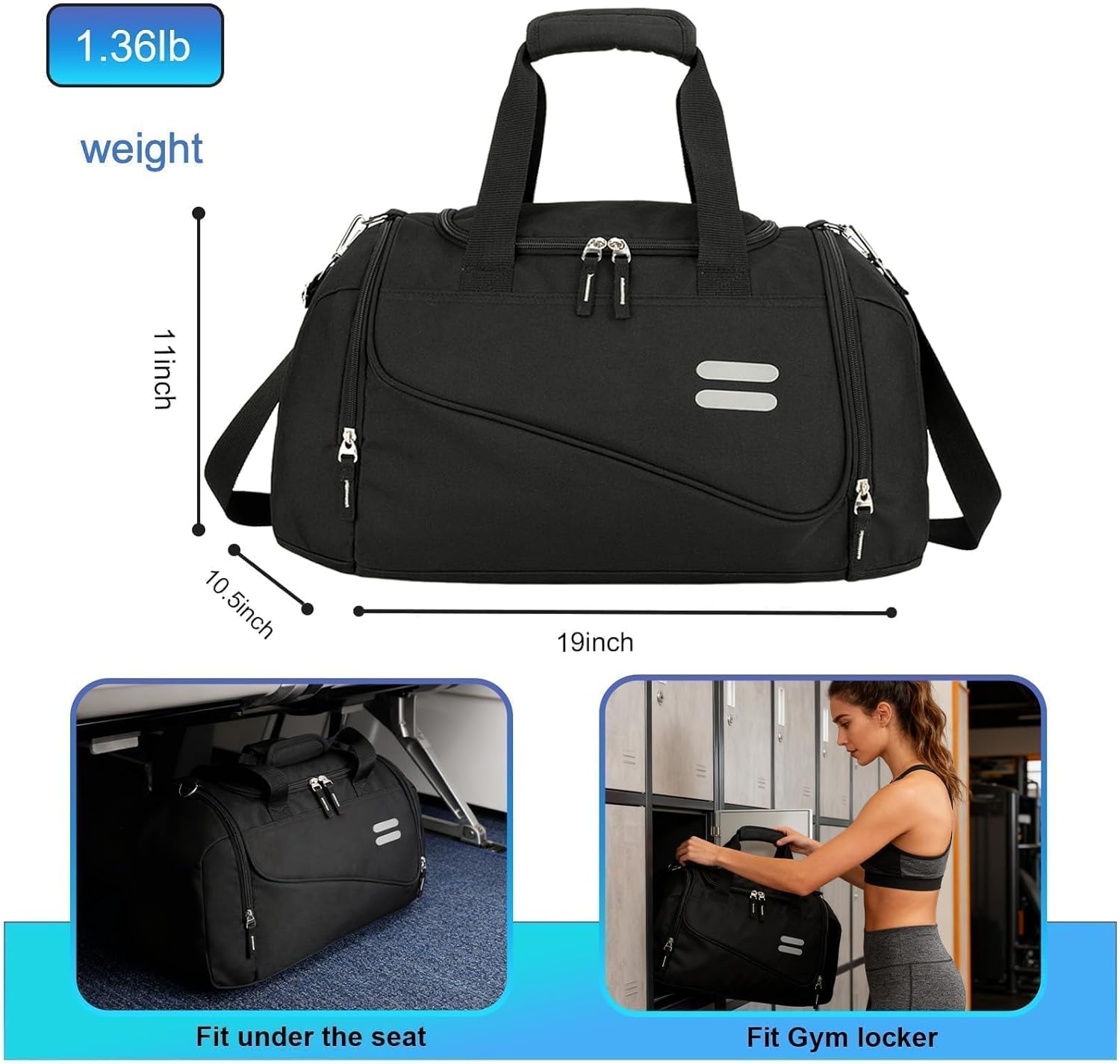 Urbanstand Gym Bag for Men & Women - 30L Duffel Bag with Shoe Compartment, Weekender Water Resistant Duffle Bag for Travel, Sports, Fitness & Workouts, Medium - Image 2
