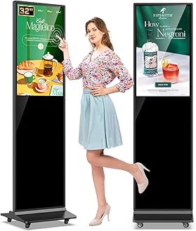 MWE 32 Inch Indoor Digital Signage Displays Touchscreen Kiosk Floor Standing Advertising Display LCD Poster Interactive Display Android System with Auto Media Player