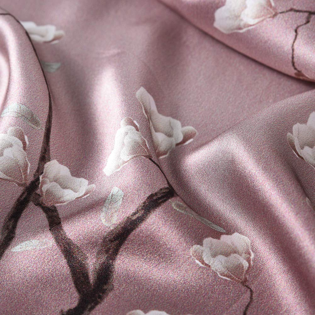 STORY OF SHANGHAI Sciarpa di 100% Seta da Donna Foulard Chiffon con Fantasie Orientale Semi-Trasparente