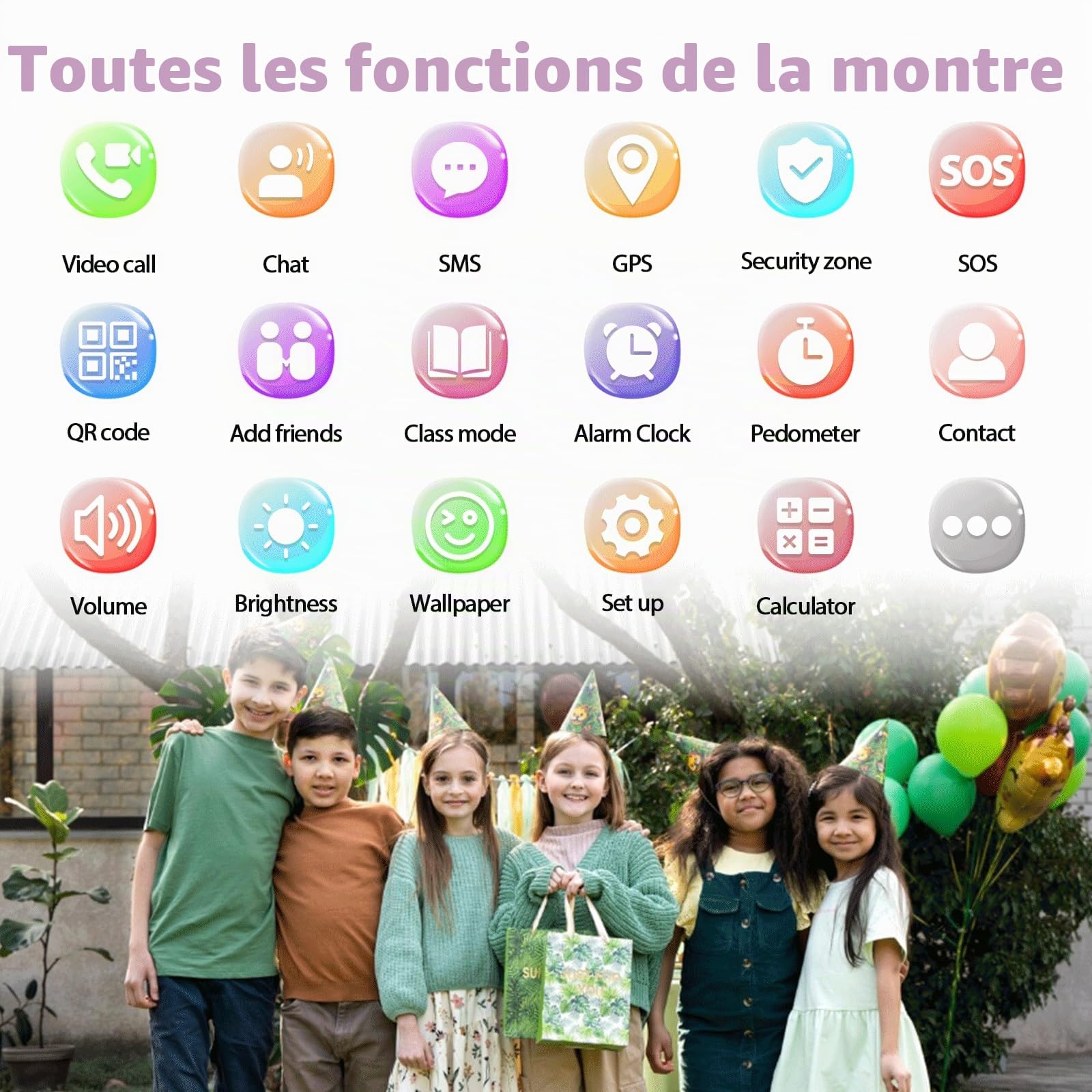 Montre Connectée Enfant-Smartwatch avec 4G Appel GPS Vidéo Chat SOS Jeux