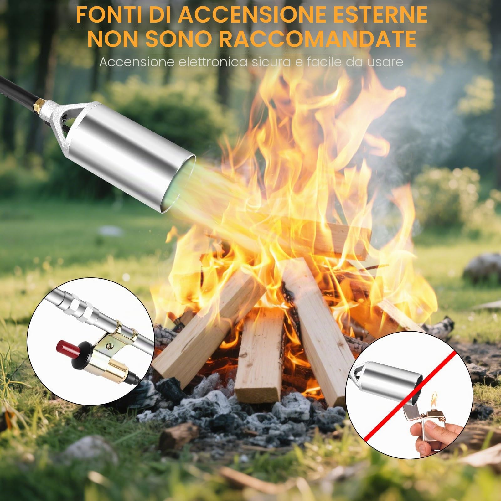 Sondiko Bruciatore per erbacce, bruciatore a gas per erbacce, bruciatore a gas ad alte prestazioni, con tubo da 3 m, riduttore di pressione e accessori, bruciatore per erbacce da giardino, marciapiede