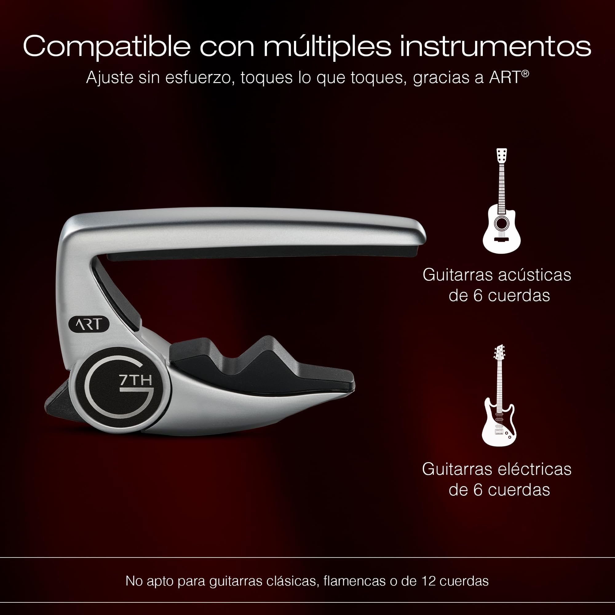 G7th Performance 3 Capo Guitarra Clásica Cromo – Control de Tensión Revolucionario – Tecnología de Radio Adaptativo (ART) – El Capo de Guitarra Galardonado – Diseñado en el Reino Unido