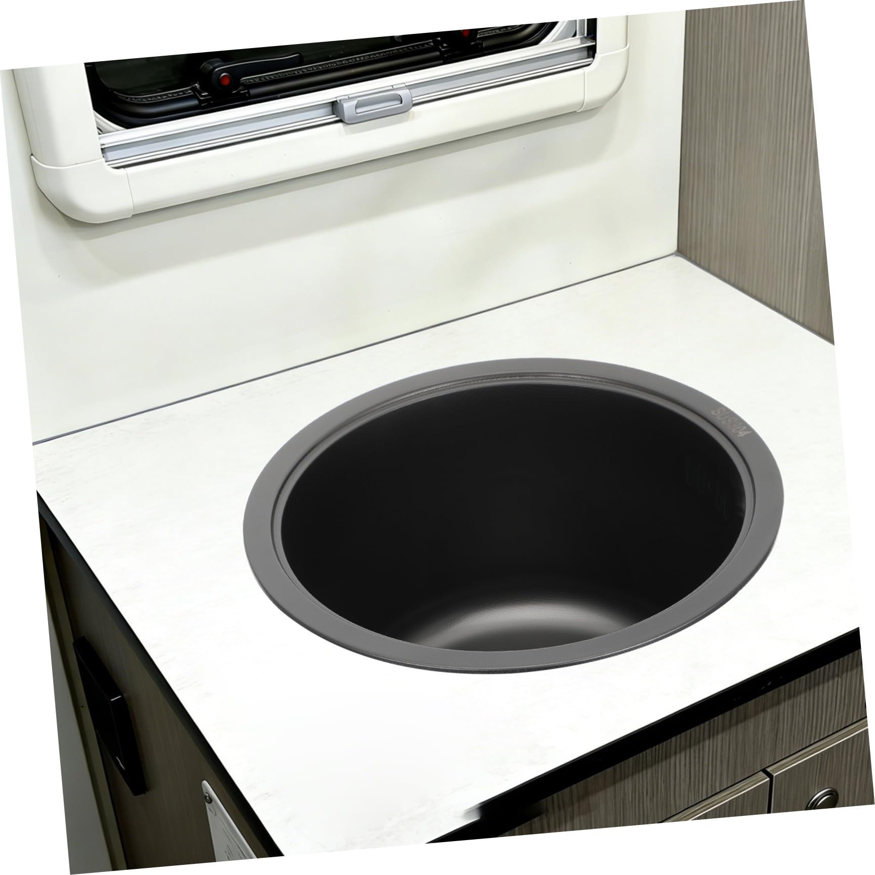 SHINEOFI Fregadero Tamaño 30x28x17 Cm Mini Redondo de Acero Inoxidable 304 con Kit de Desagüe y Doble Instalación para Cocina de Bar y Camper