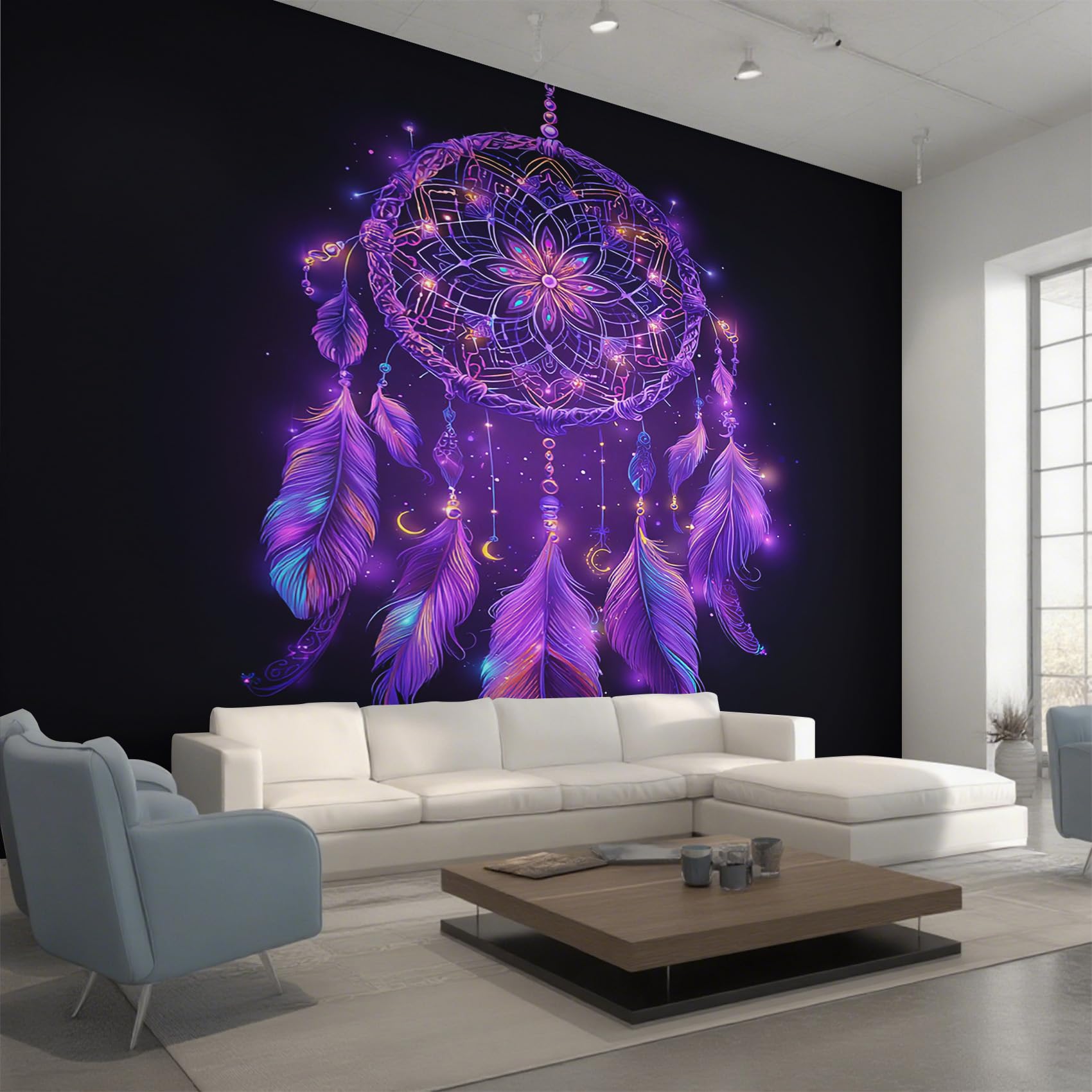 Generisch Tapete Lila Traumfänger, Verträumter Traumfänger Fototapete Wohnzimmer Schlafzimmer Tapeten, Vliestapete Wandtapete, Mustertapete Wanddeko 250x175 cm (B x H) Y&W70