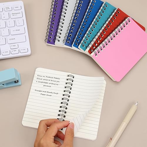 Miniatura 4 de EOOUT Paquete de 16 blocs de notas de 3 x 5 pulgadas, cuadernos de bolsillo pequeños en espiral, mini bloc de notas rayado universitario, 8 hojas de