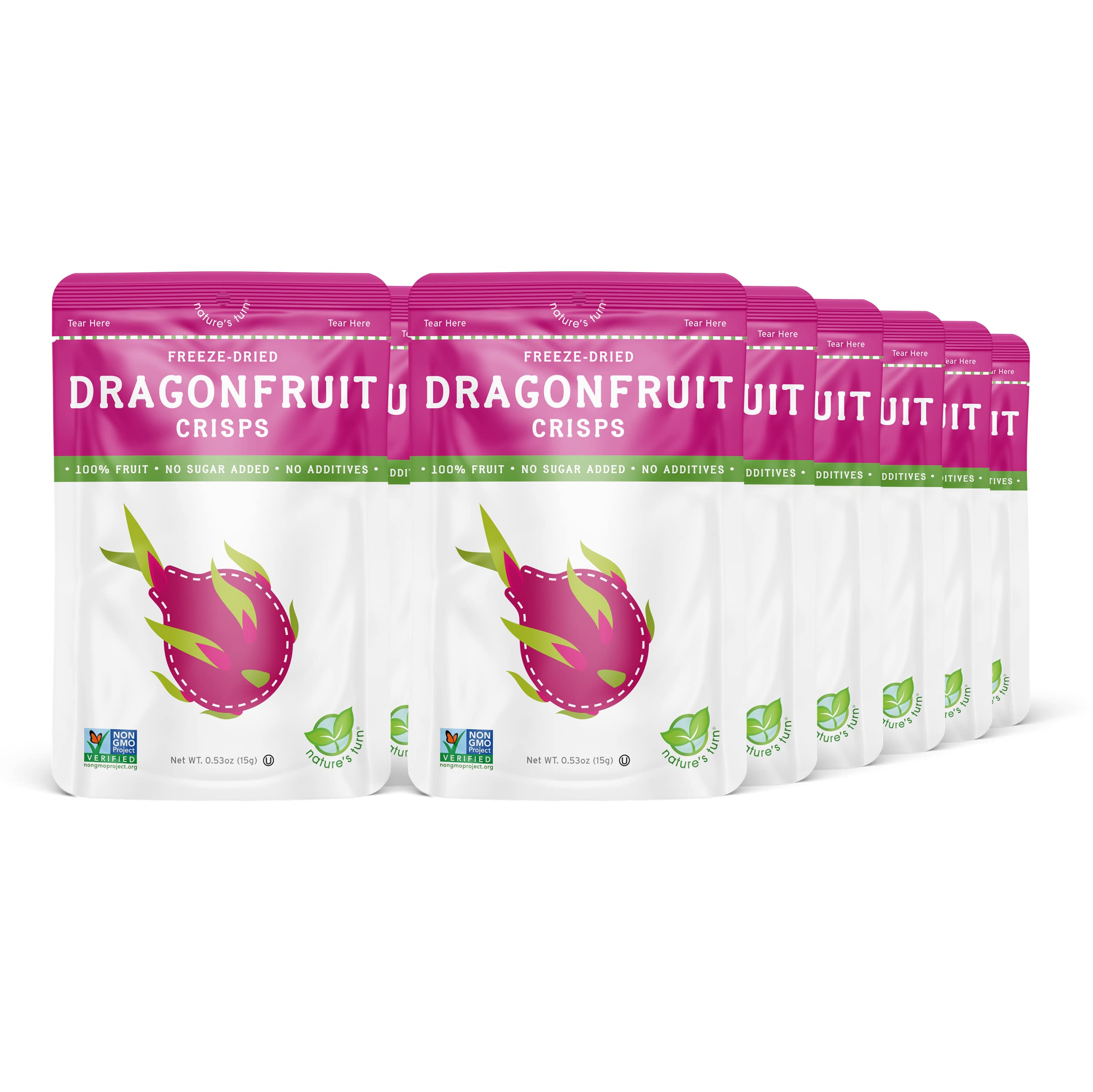 Nature’s Turn Freeze-Dried Dragon Fruit Crisps – Healthy, Gluten-Free, Crispy & Delicious, Plant-Based Snack, Ideal for Cereal, Smoothies, School