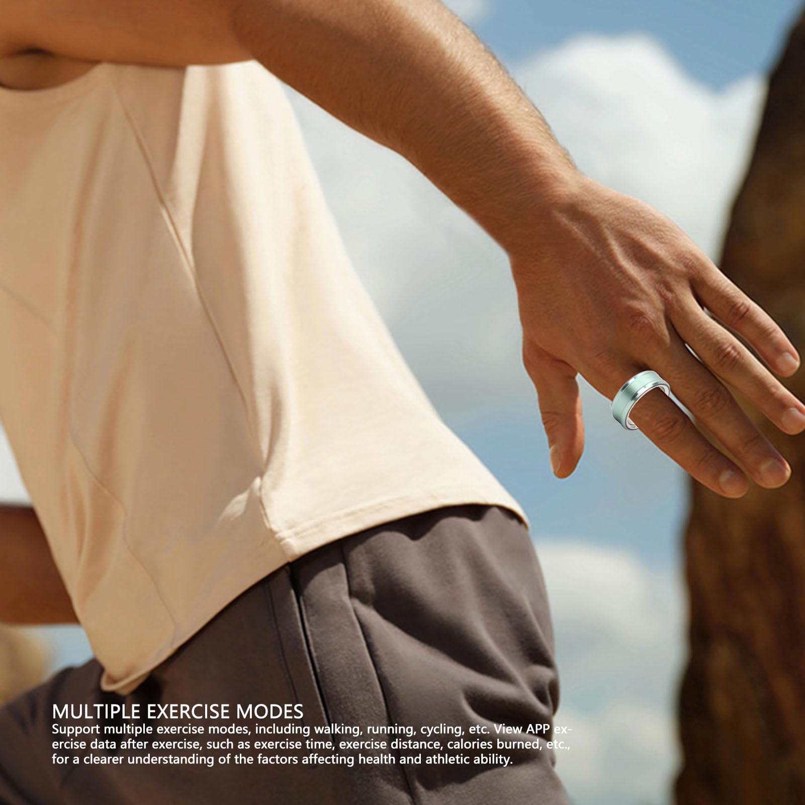 GOWENIC Smart Ring Sleep Tracker Fitness Tracker Ring Stainless Steel Multifunctional Ring (Size 23 20.6mm ID for 64.6mm Finger Circumference)