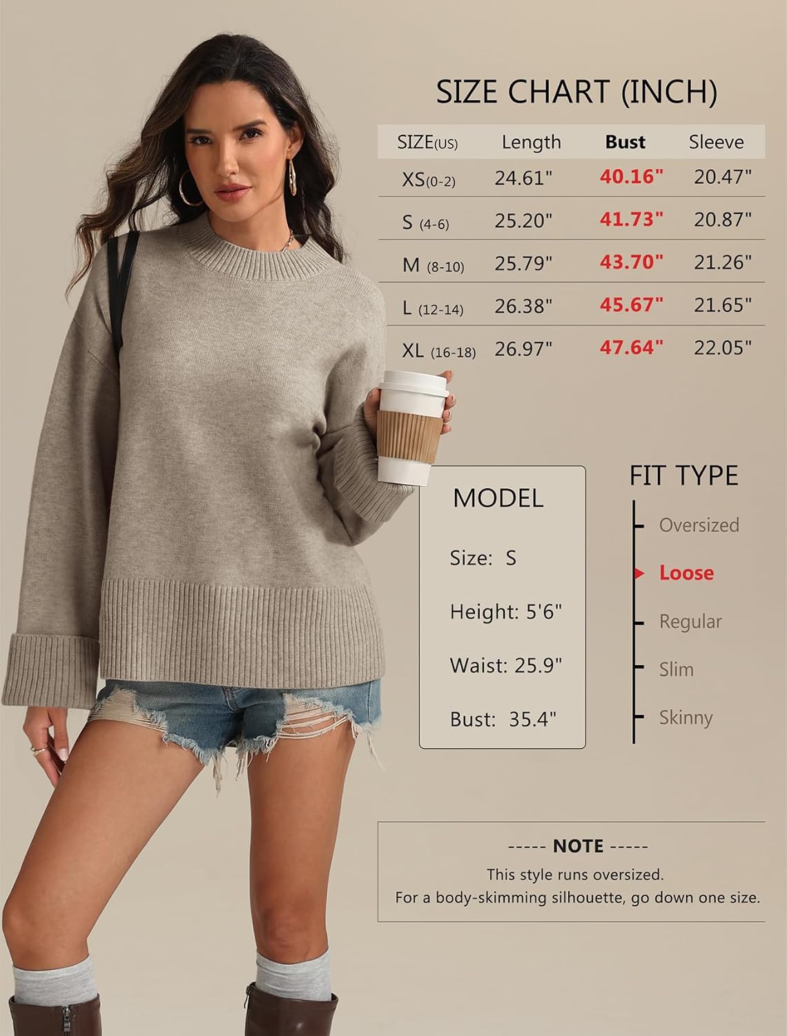 ATHMILE Sweaters for Women 2026 Fall Fashion Outfits Long Sleeve Loose Casual Crewneck Ribbed Knit Pullover Winter Clothes