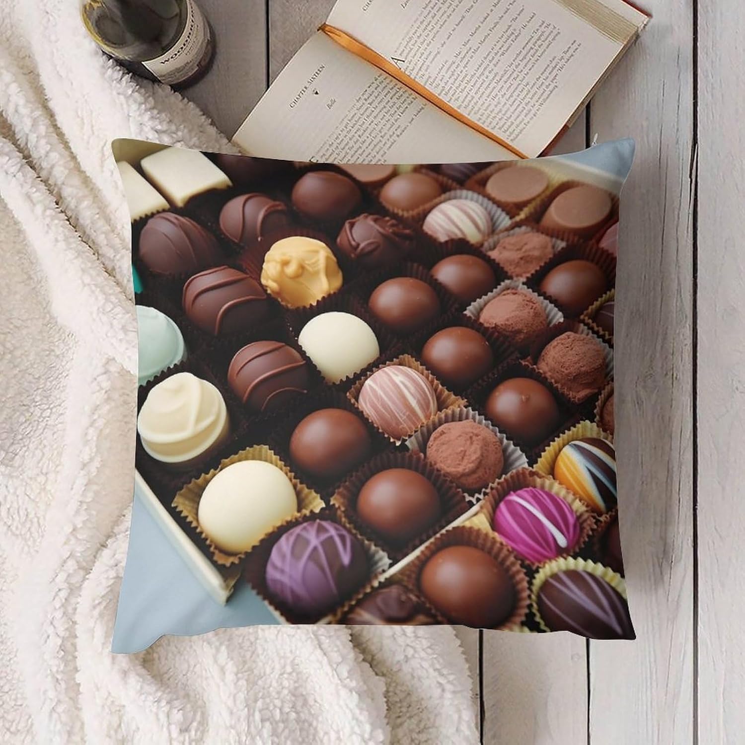 Zippered Pillow Cover, Pillow Protector, Color Chocolate Printed Pillow Cover of 4, Pillow Not Included