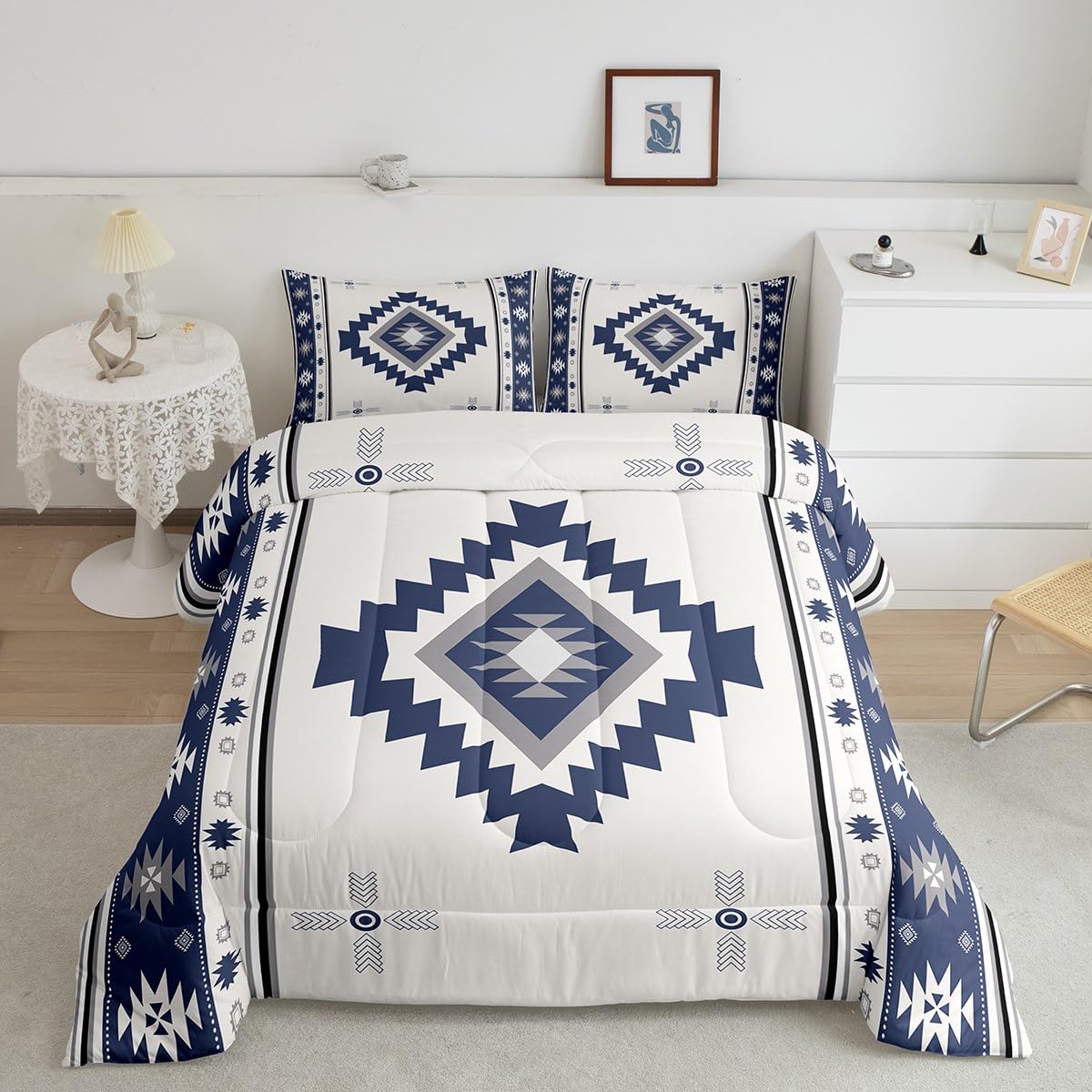 Erosebridal Bettwäsche-Set für Jungen, Western-Azteken-Bettwäsche-Set, Tribal-Südwestliches geometrisches Bettdecken-Set für Teenager, Erwachsene, Schlafzimmer, exotische Boho-Daunendecke, indische