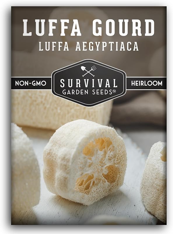 Luffa Gourd Seeds for Planting - Survival Garden Seeds (1 Pack) | Heirloom Non-GMO Loofah Sponge Variety - Grow Natural Bath Scrubbers, Edible Young Fruit, and Trellis Vines