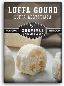 Luffa Gourd Seeds for Planting - Survival Garden Seeds 1 Pack | Heirloom Non-GMO Loofah Sponge Variety - Grow Natural Bath Scrubbers, Edible Young Fruit, and Trellis Vines