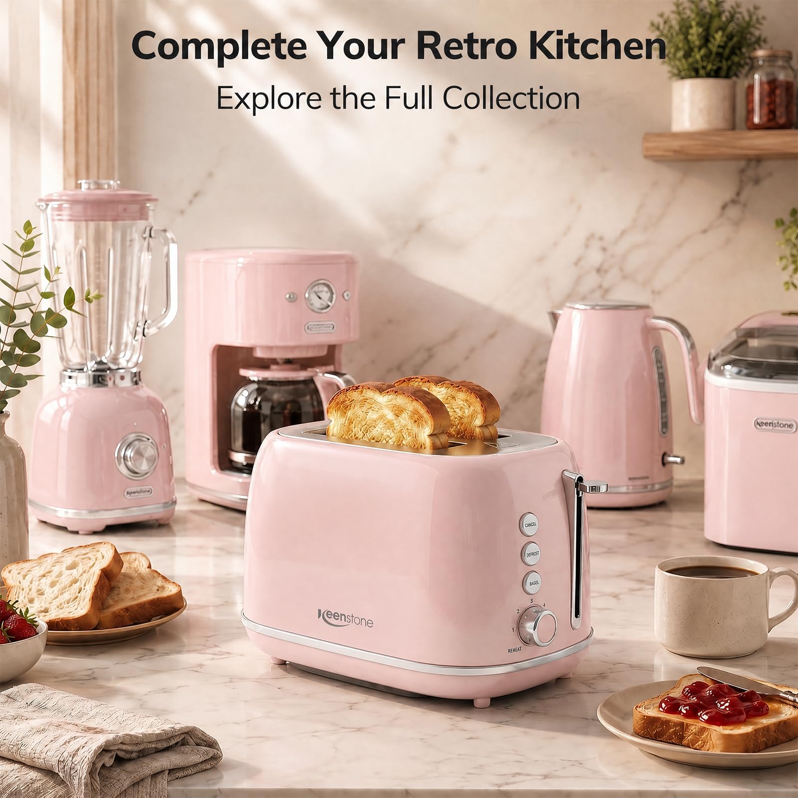 Keenstone 2-Slice Retro Toaster - Stainless Steel -7