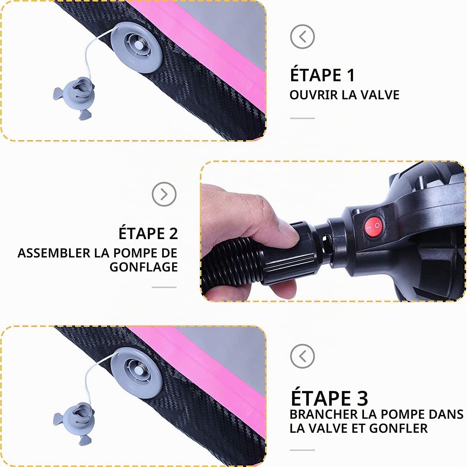 EVOLAND Tapis de gymnastique gonflable, tapis gonflable avec pompe électrique, tapis de gymnastique pneumatique, yoga, taekwondo, gymnastique au sol, natation, 300 x 100 x 100 x 100 x 10 cm
