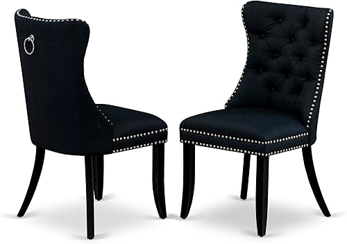 Miniatura 4 de East West Furniture DUDA7-BLK-24 - Juego de comedor de 7 piezas, incluye una mesa de comedor rectangular y 6 sillas Parson tapizadas de tela de