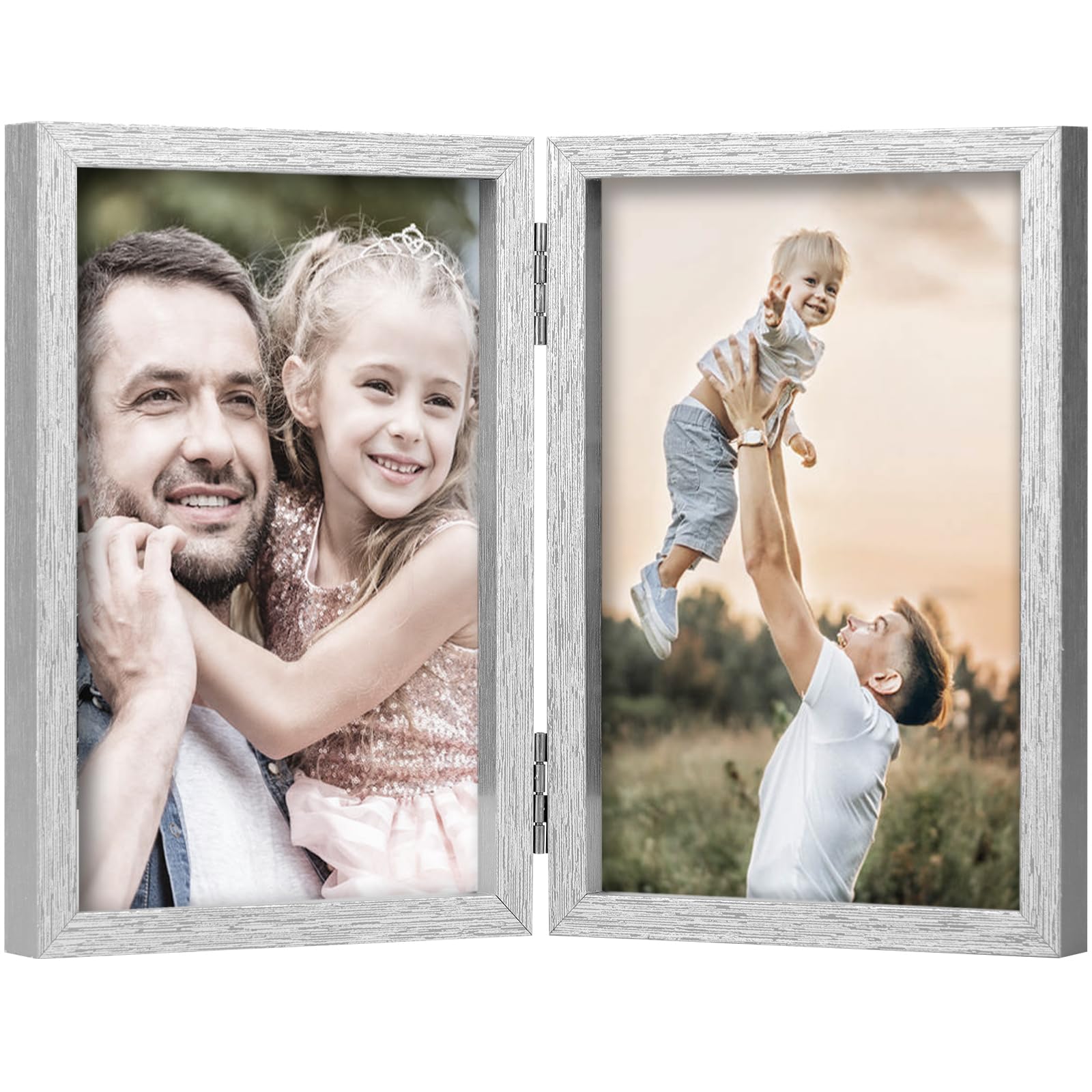 とも様H196_A2シルバーフレーム Amazon.co.jp: WUTL フォトフレーム 4x6インチ ダブルヒンジ付き MDF