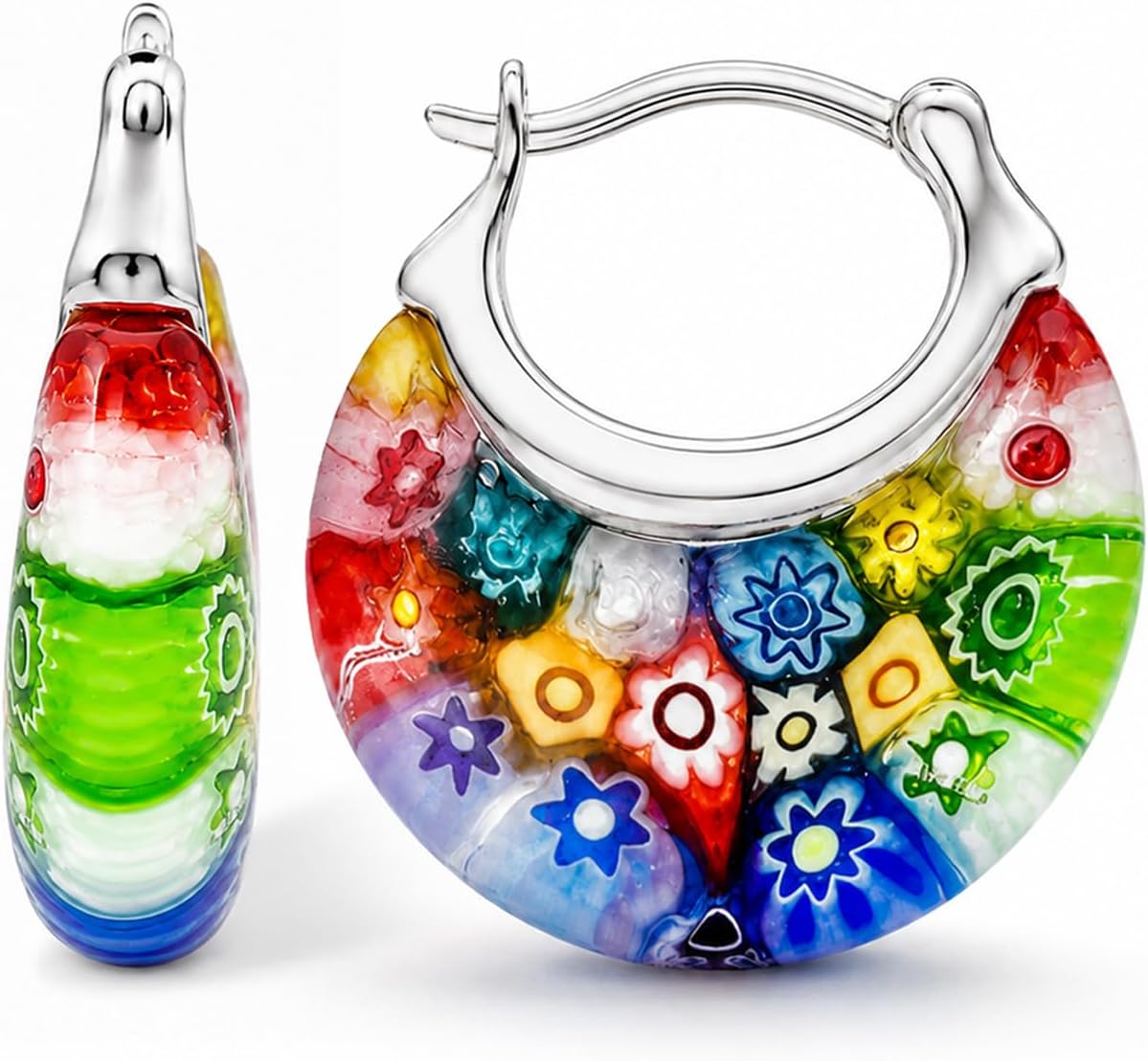 Shop LC Murano Style Glass Hoop Earrings for Women