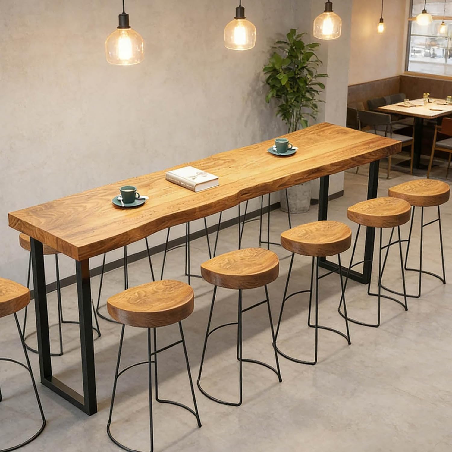 47in Long Bar Table Solid Wood Narrow Counter Height Dining Table Rustic Industrial Pub Tables Space Saving for Kitchen Coffee Shop Window Balcony (No Chair) (A, 47.24x41.33x17.71in)