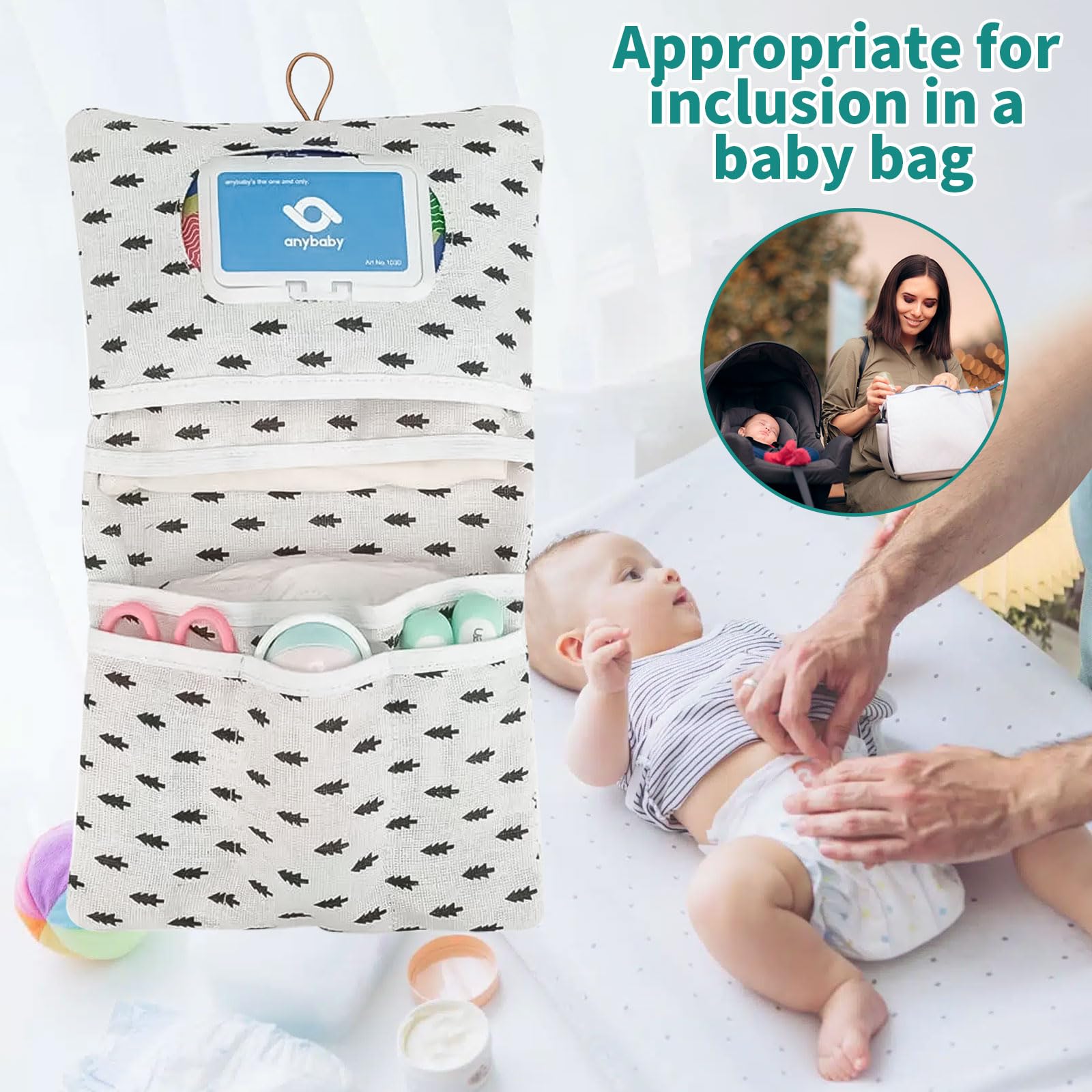 Borsa per pannolini 2 in 1 Leaves Balena Elefante organizer per bambini