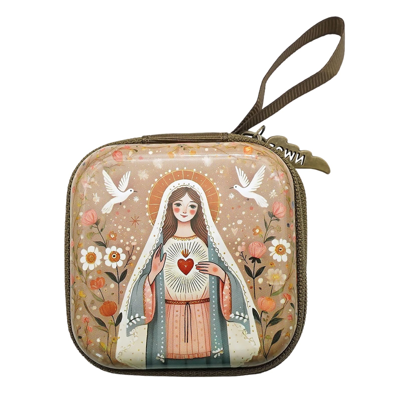 HGENAHGTF Sturdy Rosary Organizers Bag with Cartoon Pattern Multipurpose Religious Item Carriers for Home Travel Use Square Cartoon Rosary Pouches