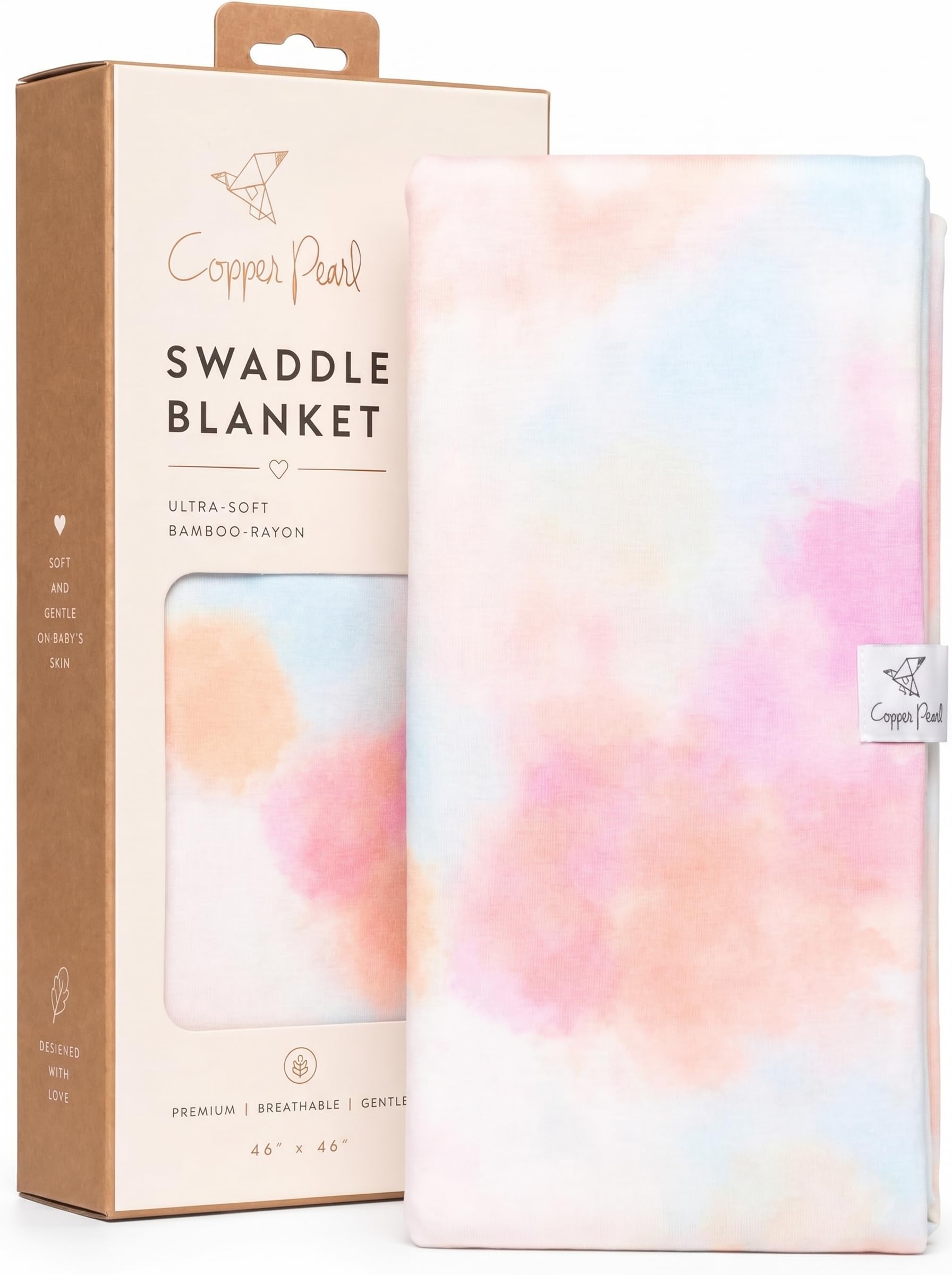 Copper Pearl Swaddle Blankets for Newborns | Soft Stretchy Receiving Blankets for Boys and Girls | Large 46 x 46 Inch Baby Blankets | Lightweight and Breathable Swaddles | Nova