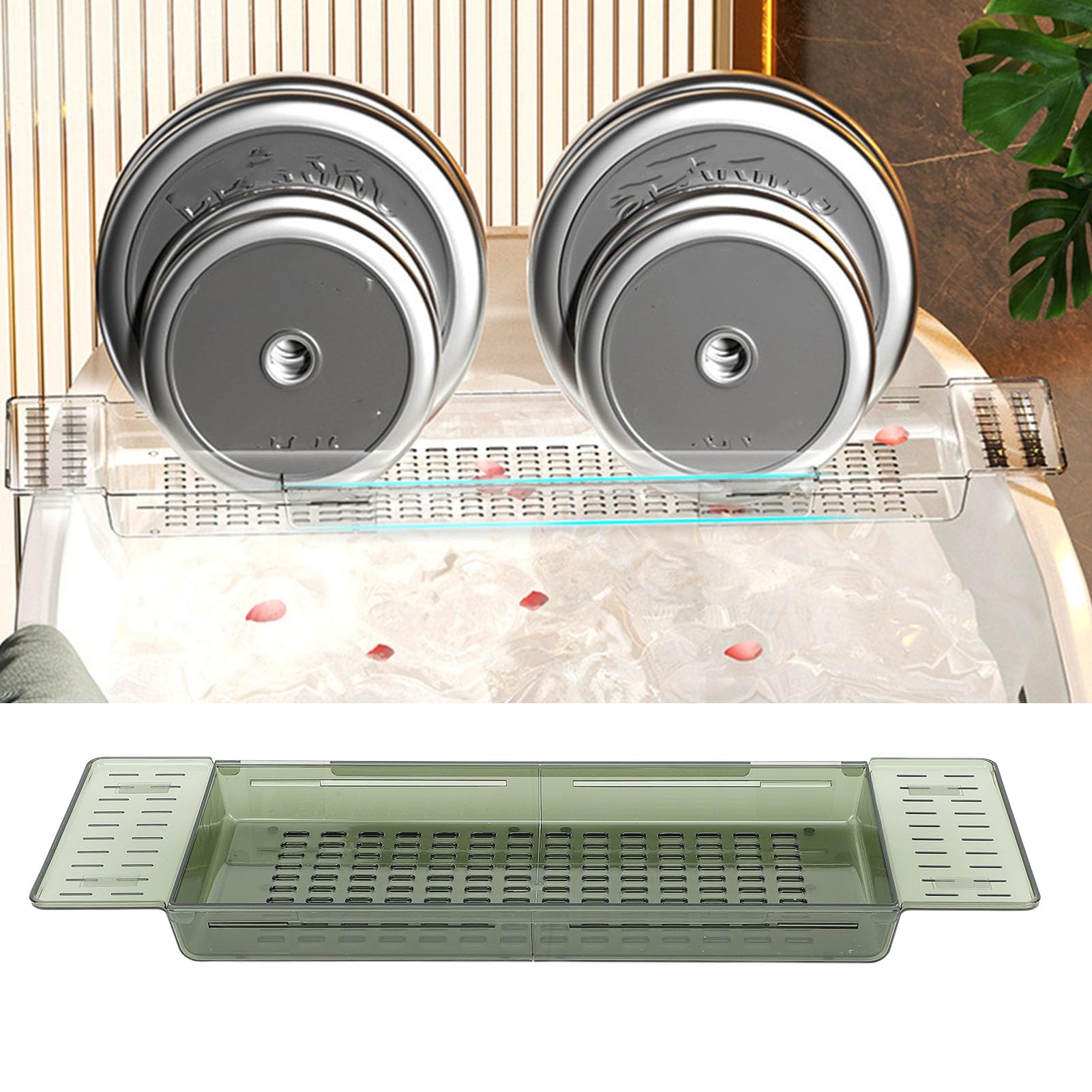 Plateau de Baignoire Réglable pour Baignoire avec Plusieurs Trous de Drainage, Extensible de 56,5 Cm à 80 Cm, Matériau PET de qualité Supérieure, adapté à Différents Types de