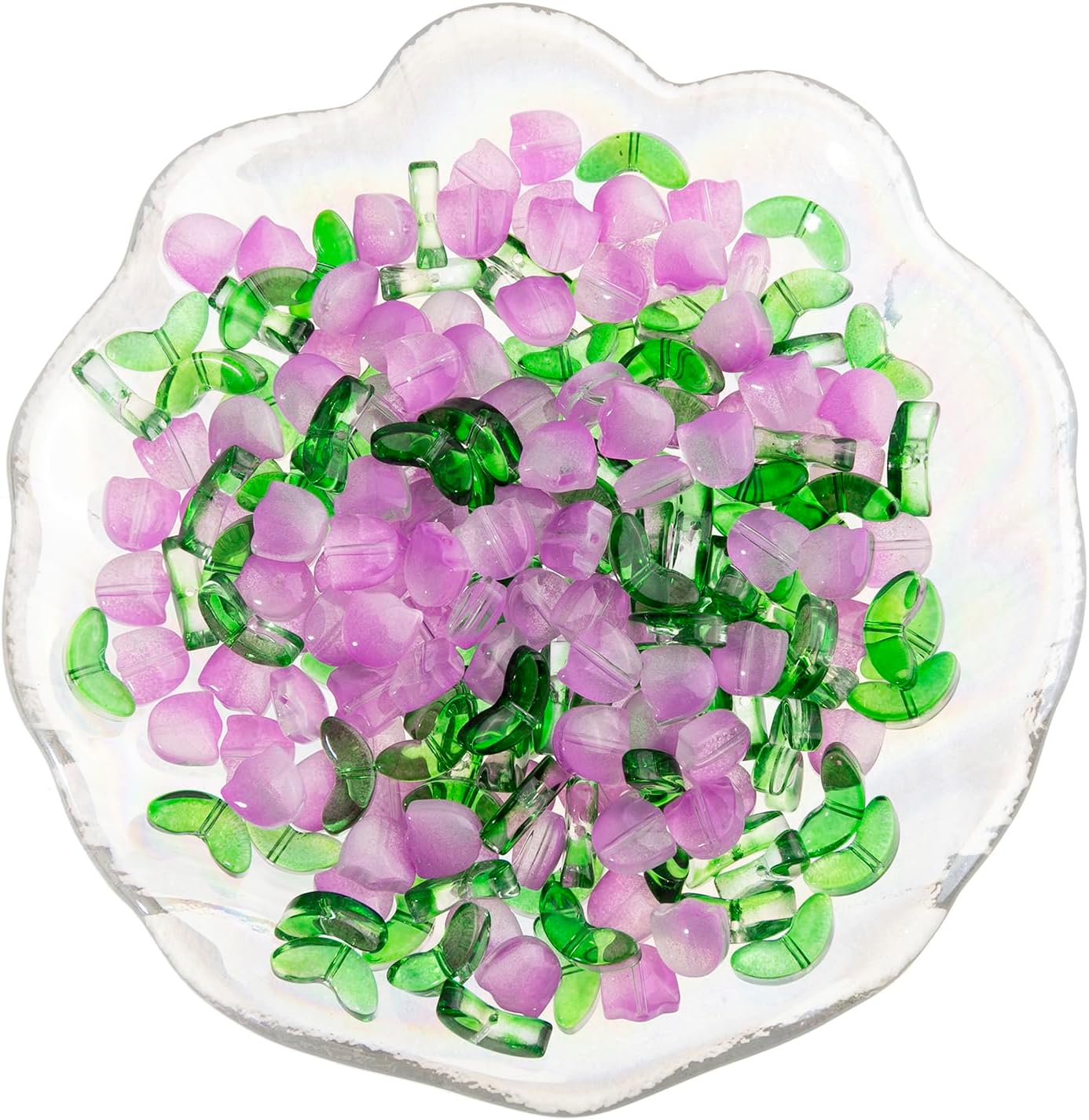 Flower Beads, 100 Sets (200pcs) Purple Tulip Flower Crystal Glass Beads, Loose Bead with Hole for DIY Jewelry Making Bracelets Necklaces Earrings Beading Projects (Purple) - Image 2