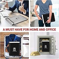 Vista 4 de Bolsa de documentos ignífuga (2000 F), 15 x 11 pulgadas, dos bolsillos, bolsa impermeable con cremallera para objetos de valor, dinero, documentos