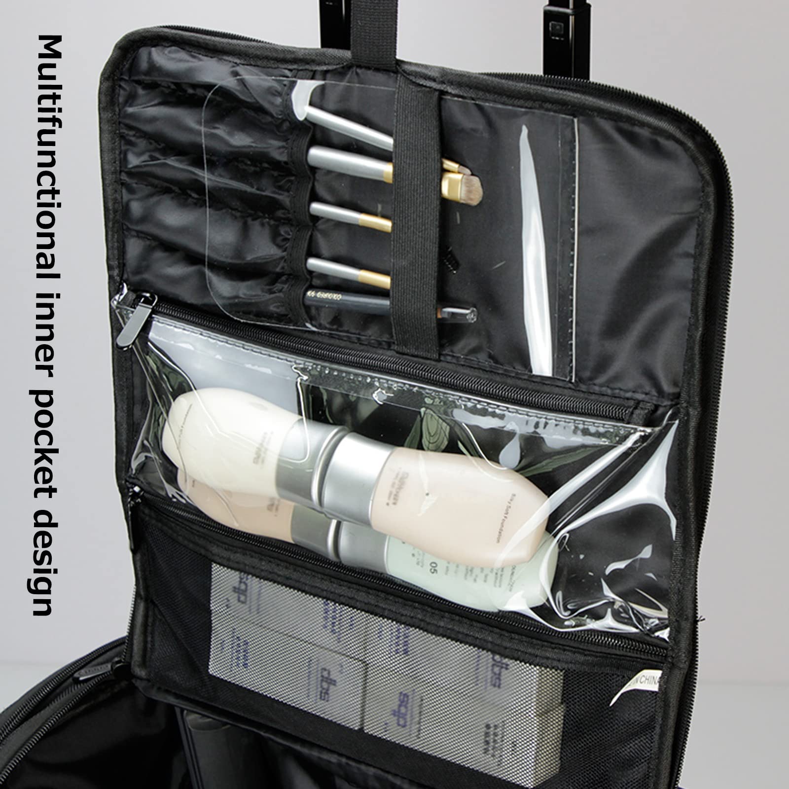 Kosmetyczka na kółkach z tkaniny Oxford, przenośna kosmetyczka podróżna Beauty Box, na zestaw szczotek do włosów i kosmetyków, kosmetyczka z kółkami, walizka na kosmetyki na kółkac