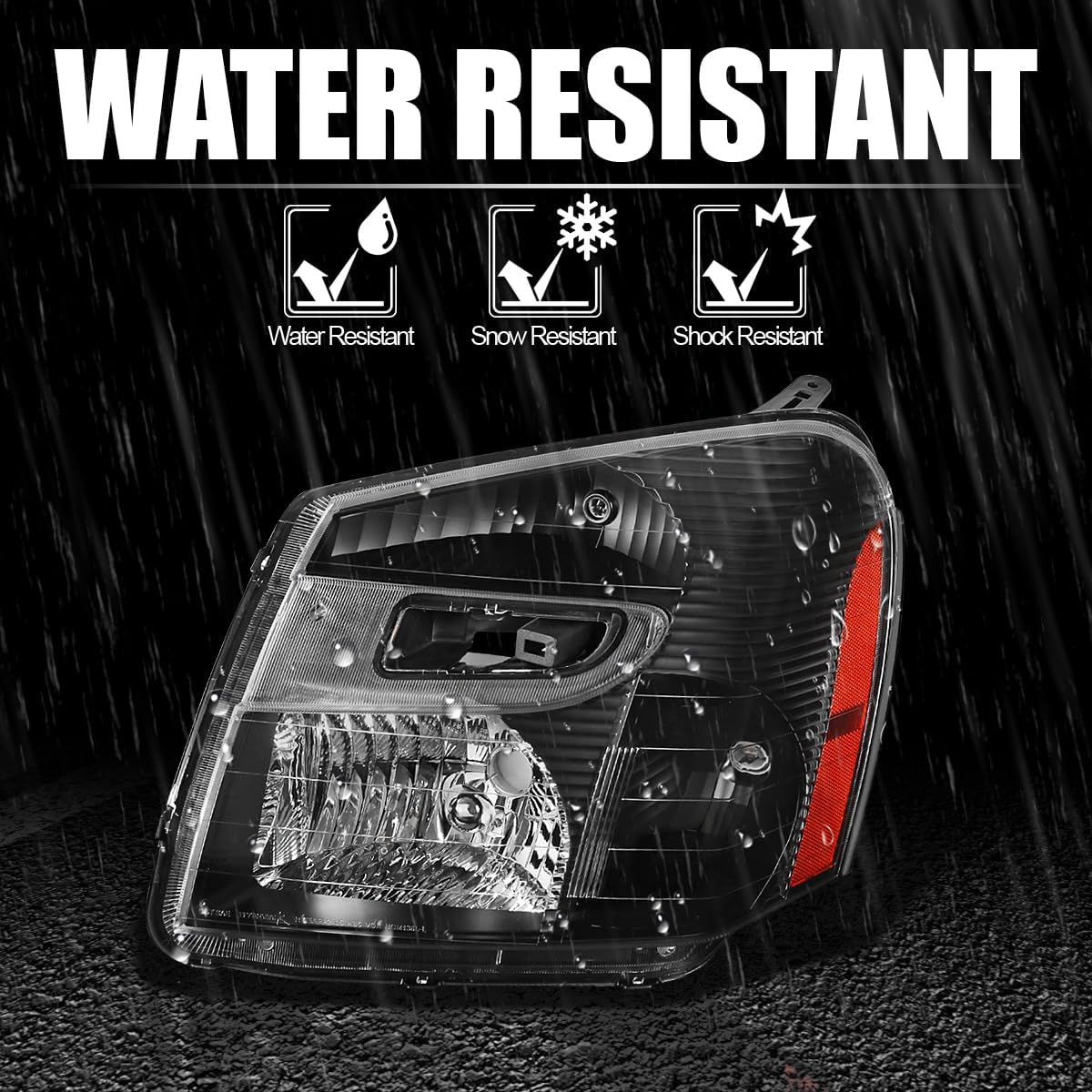 SPEC-D TUNING Black Headlights Compatible with 2005-2009 Chevy Equinox L+R Pair Head Light Lamp Assembly