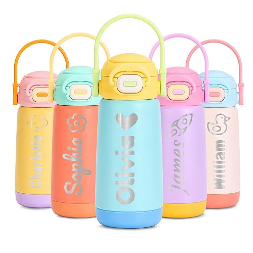 Personalized Kids Water Bottle with Name, Insulated Back to School Cup