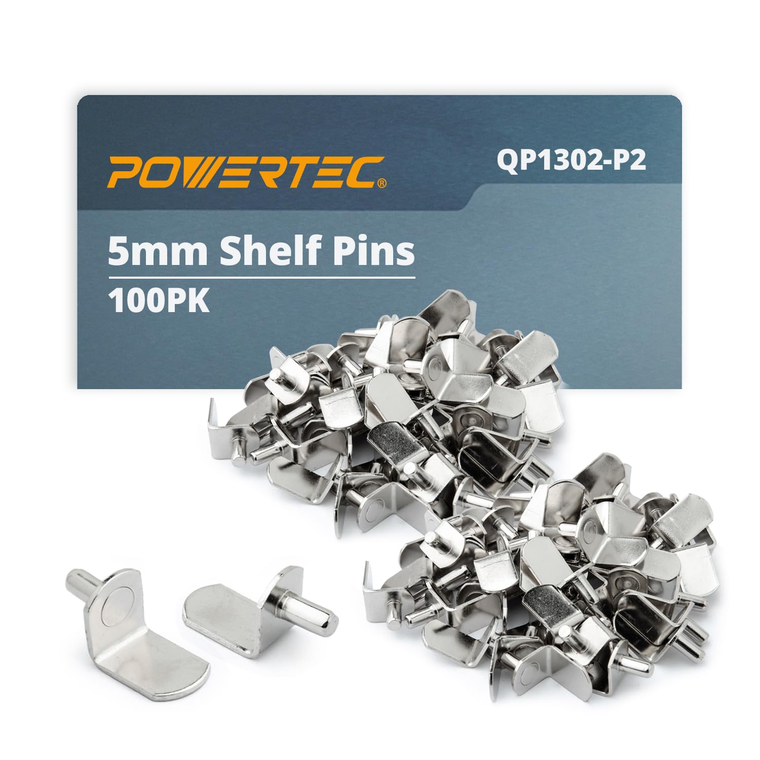 POWERTEC QP1106 1/4 Inch Shelf Pegs 100 pcs, Spoon Shaped Shelf Pins Support Pegs for Shelves, Kitchen Cabinet Shelf, Bookshelf, Closet and Furniture, Nickel Plated Shelf Holders Pegs — Amazon image 10
