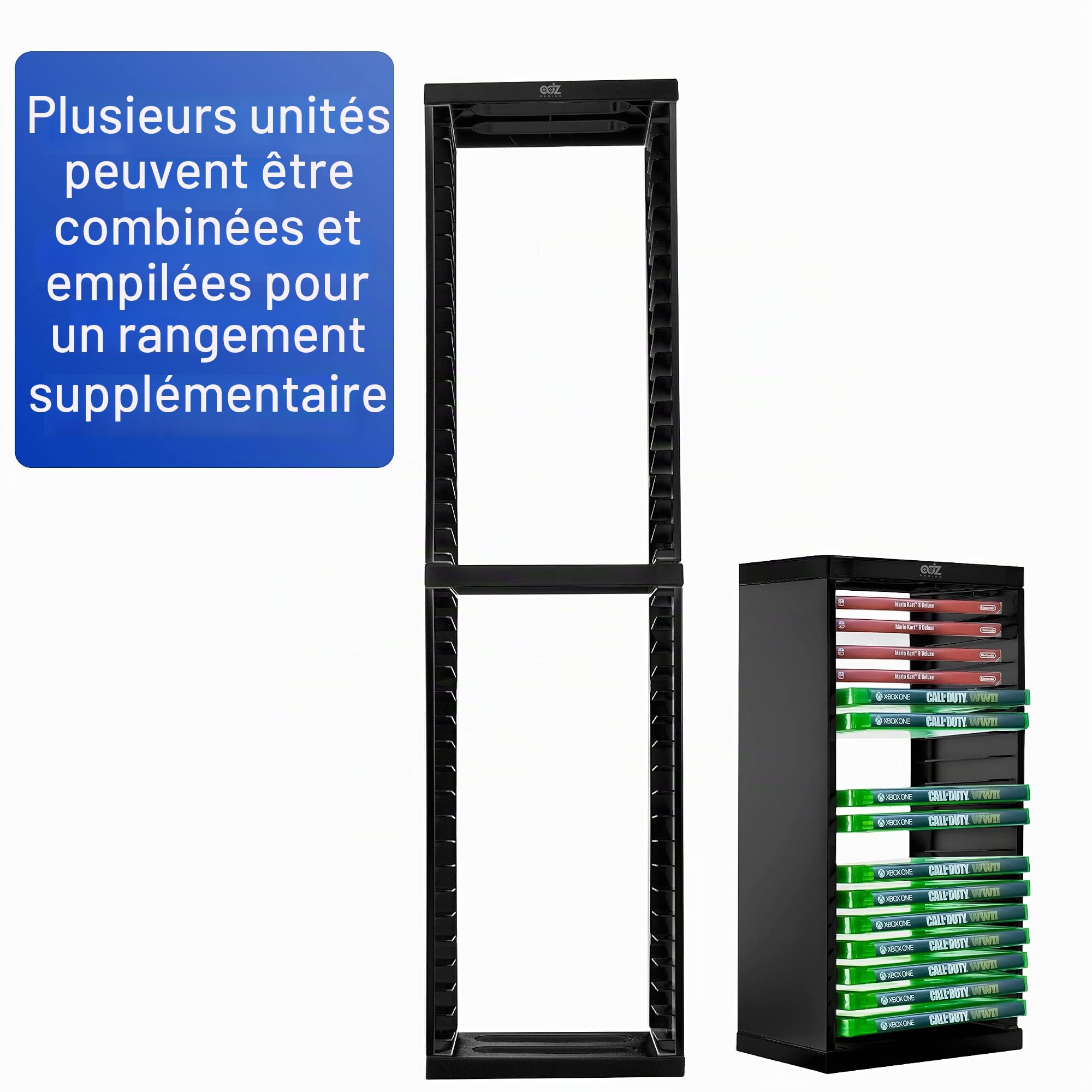 ADZ Tour de rangement de jeux - Pour 36 jeux ou disques Blu-Ray - Pour PS4, PS5, Xbox One, Xbox Series X/S et disques Blu-Ray (Noir)