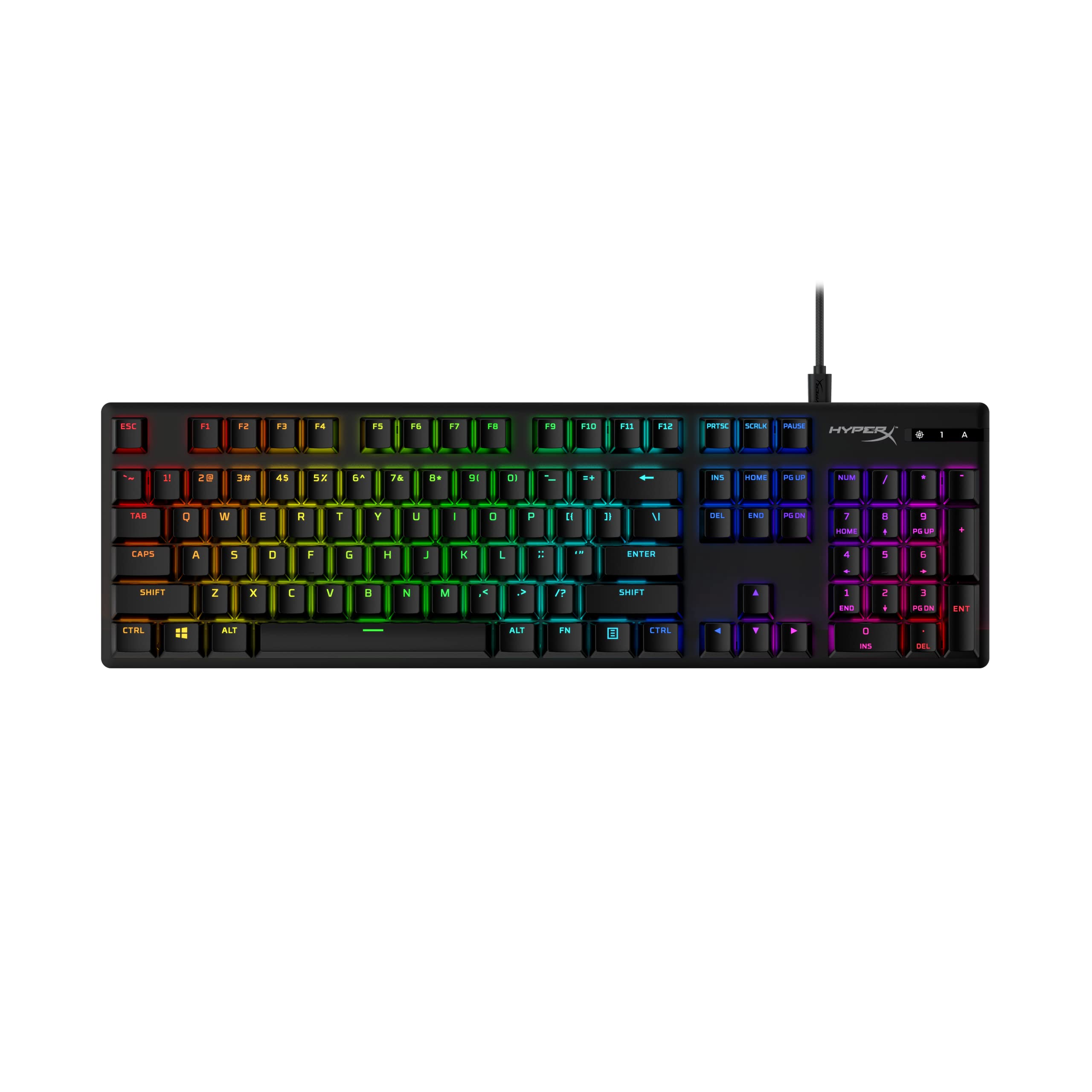 HyperX Teclas PBT, Conjunto completo de teclas, material PBT de doble disparo, diseño en inglés (EE. UU.), 104Teclas, Negro