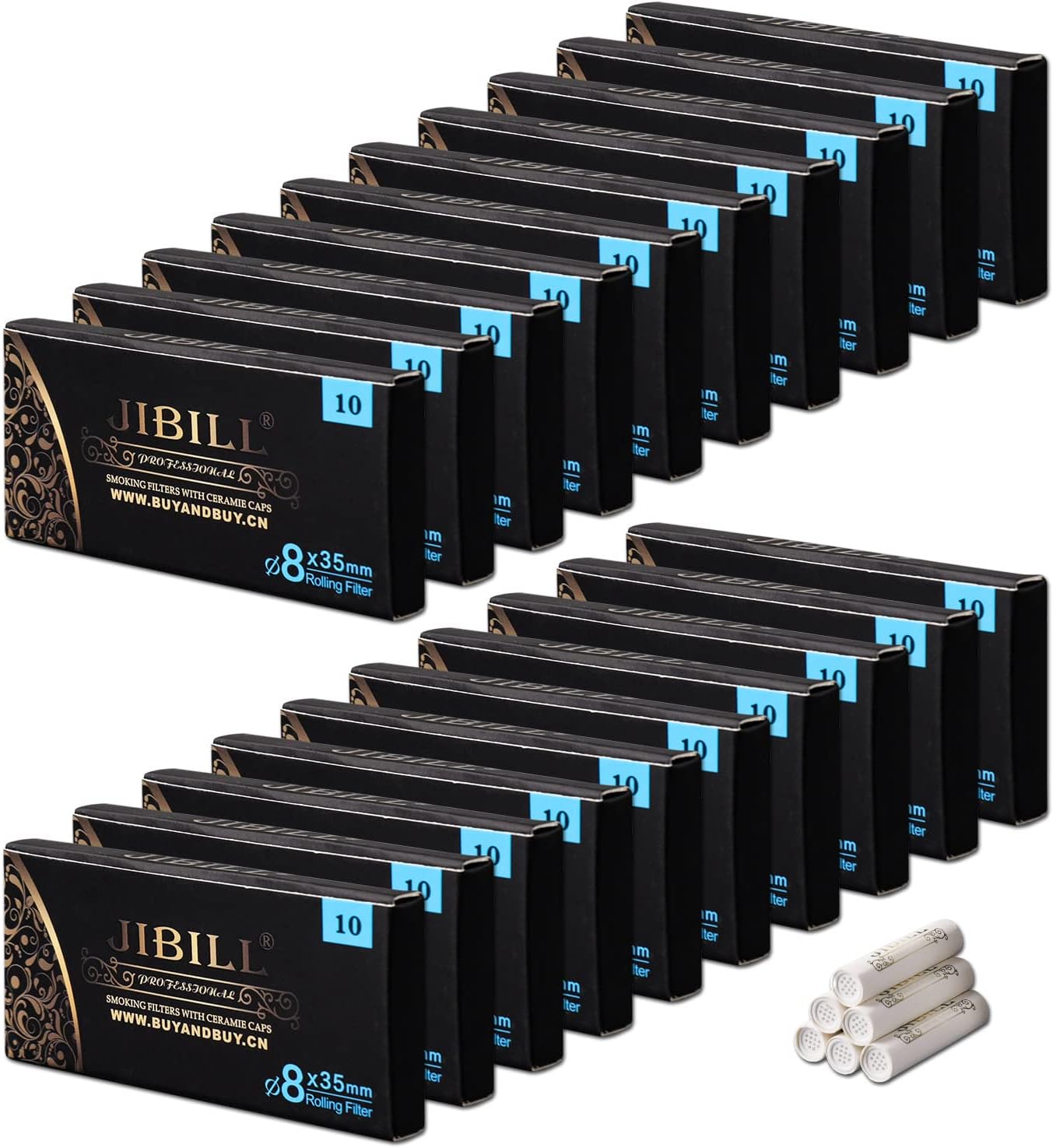 8mm Pipe Filters with Ceramic Caps,Activated Carbon Paper Filters Fits in most common 9 mm Tobacco pipes FD0031X20(Total 200 Pcs)