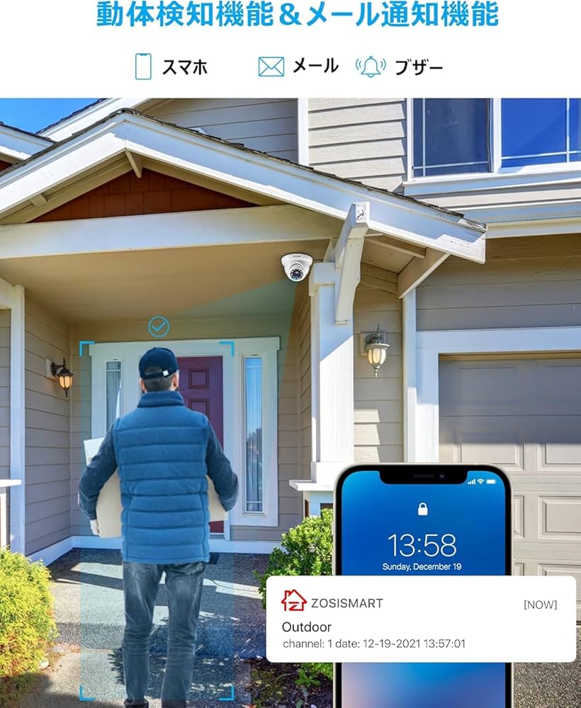 ZOSI 防犯カメラ屋外2台＆８CHレコーダー HDDなし Amazon.co.jp: ZOSI 防犯カメラ屋外 230万画素 防犯カメラセット