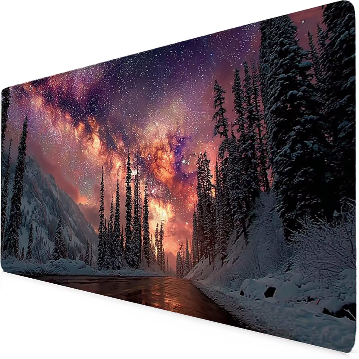 Schreibtischunterlage Lila Mauspad Gaming XXL Mousepad wasserdichte rutschfeste Schreibtisch Unterlage, Verbessert Präzision und Geschwindigkeit, Gaming Zubehör Deko (Sternenhimmel,100x50cm) 2-i7492