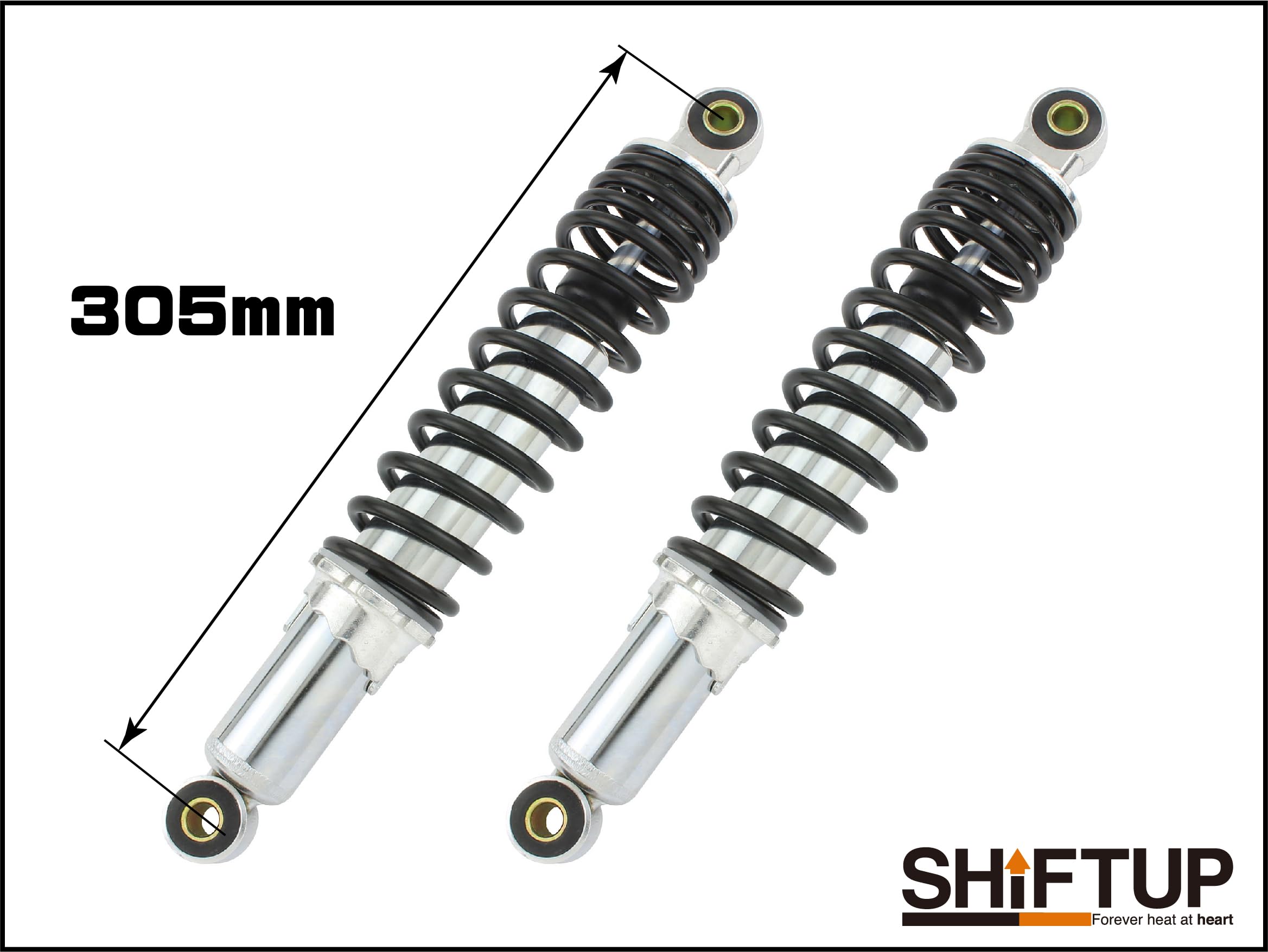 SHIFTUP リアショック Type-1 330mm メッキ/ブラック 2本入 Amazon 