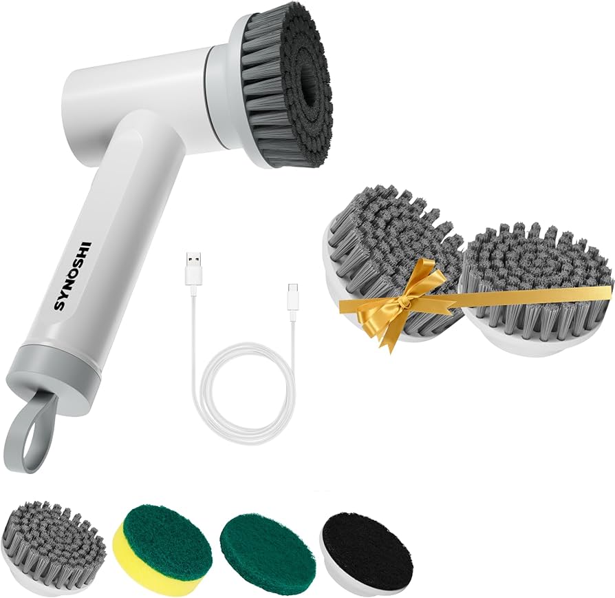 Synoshi Pro spin scrubber being charged via USB-C